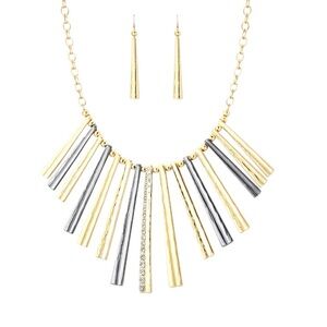 Textured Metal Fringe Tribal Necklace